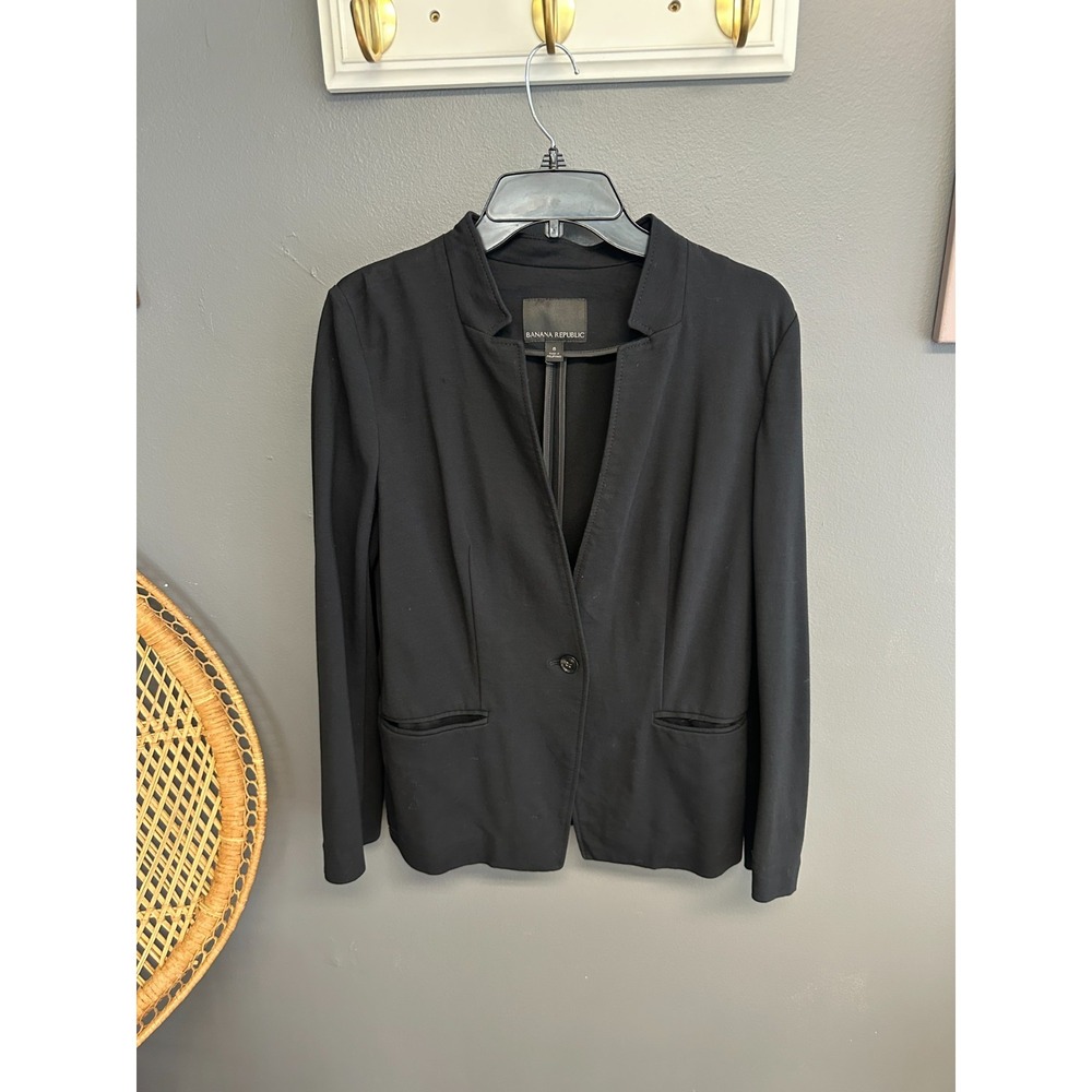 Banana Republic Womens Size 8 Soft Blazer Black Single Button Jacket Classic